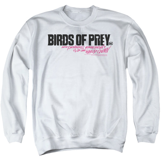 Birds Of Prey Horizontal Logo Mens Crewneck Sweatshirt White Officially Licensed