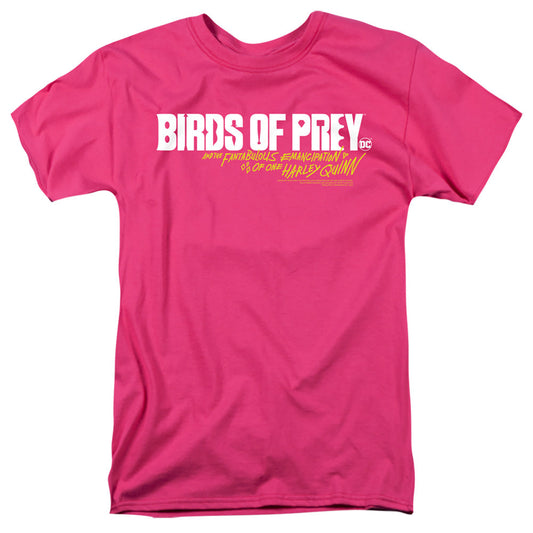 Birds Of Prey Horizontal Logo Mens T Shirt Hot Pink