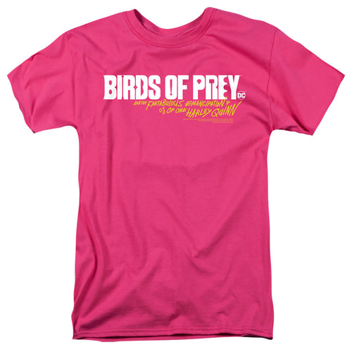 Birds Of Prey Horizontal Logo Mens T Shirt Hot Pink
