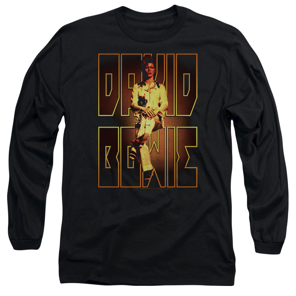 David Bowie Perched Mens Long Sleeve Shirt Black Officially Licensed
