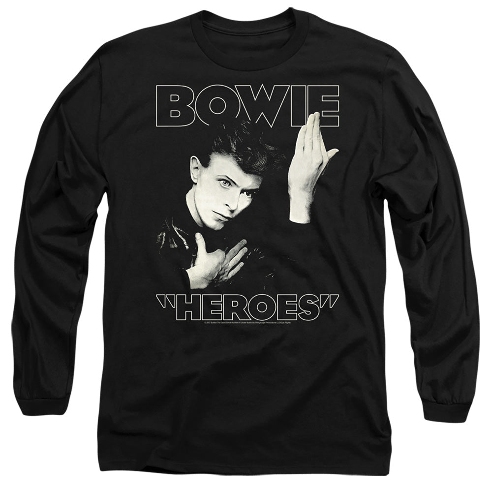 David Bowie Heroes Cover Mens Long Sleeve Shirt Black Officially Licensed