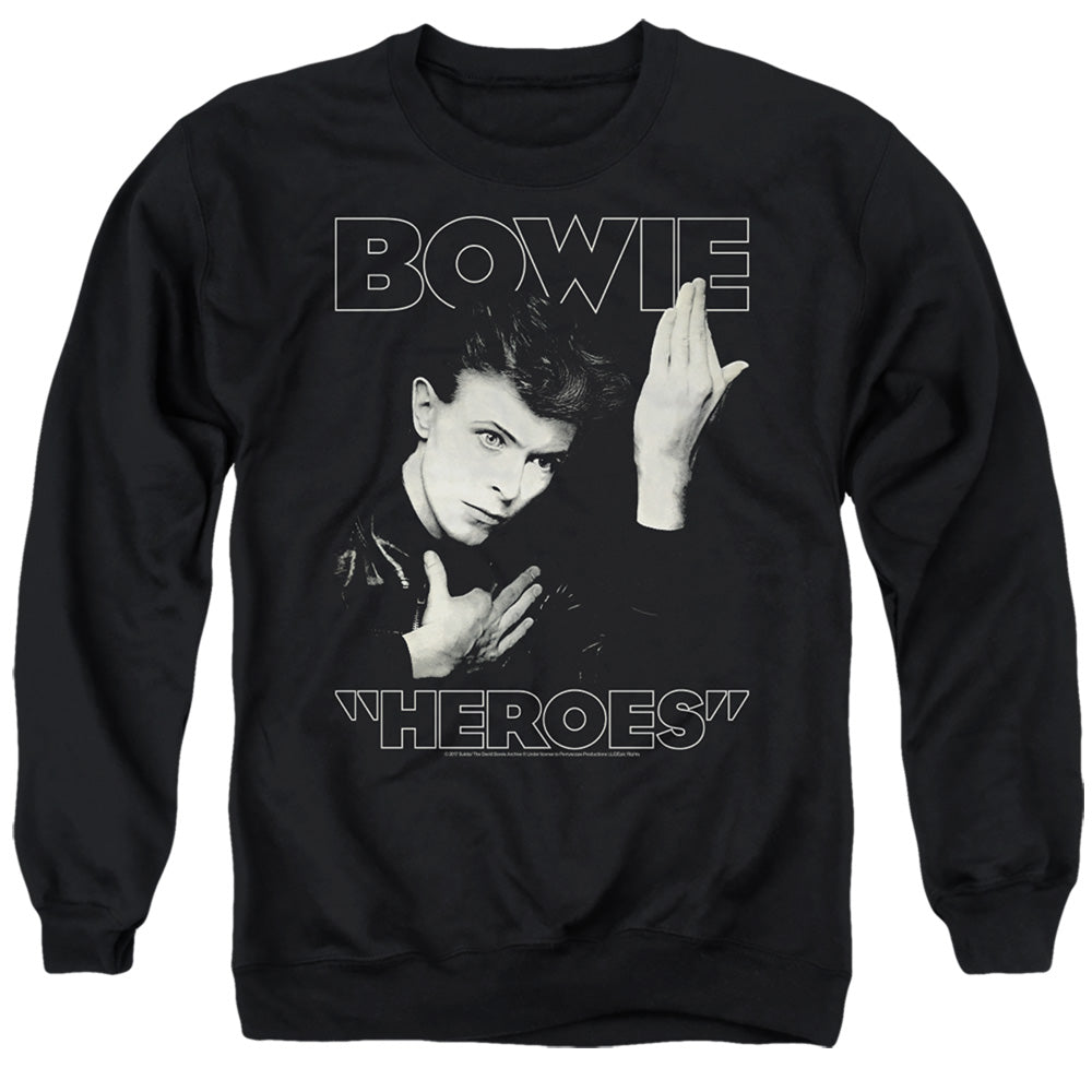 David Bowie Heroes Cover Mens Crewneck Sweatshirt Black Officially Licensed