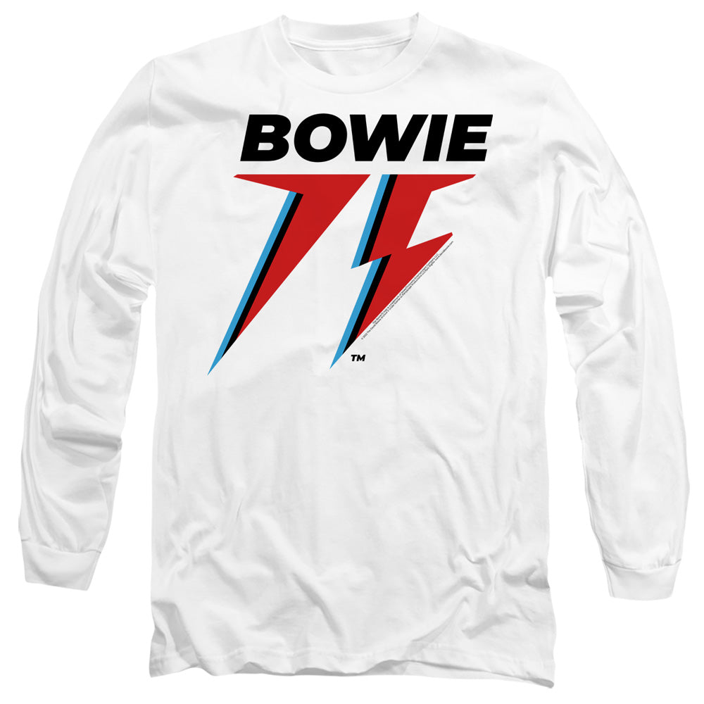 David Bowie Bowie 75 Logo Mens Long Sleeve Shirt White Officially Licensed