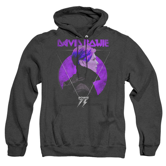 David Bowie Side Profile 75 Logo Heather Mens Hoodie Black