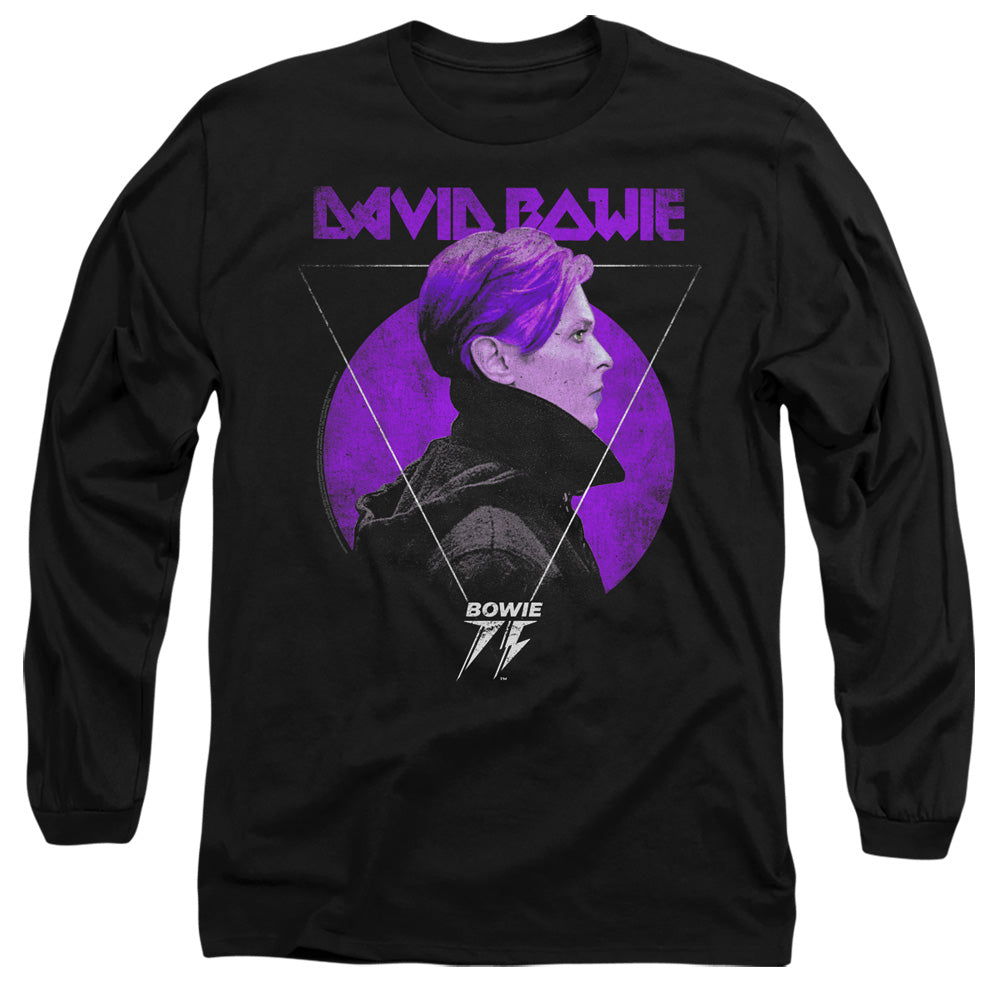 David Bowie Side Profile 75 Logo Mens Long Sleeve Shirt Black Officially Licensed