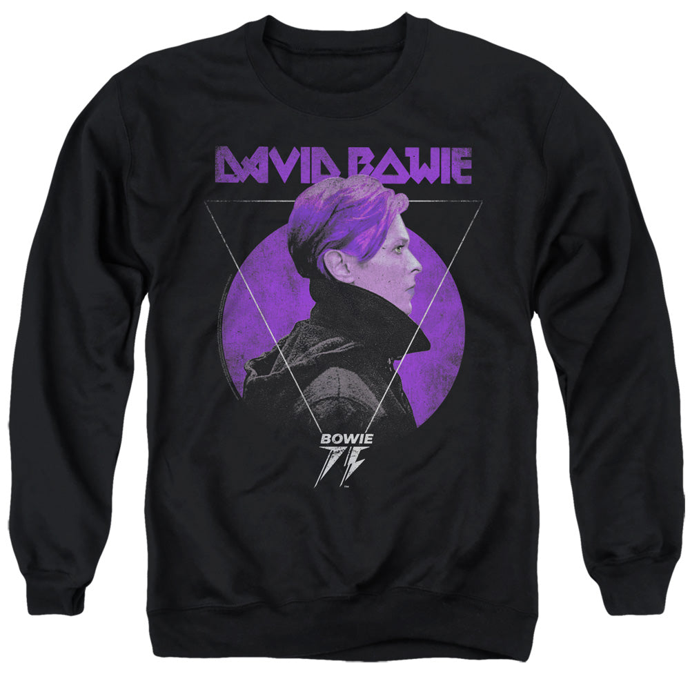 David Bowie Side Profile 75 Logo Mens Crewneck Sweatshirt Black Officially Licensed