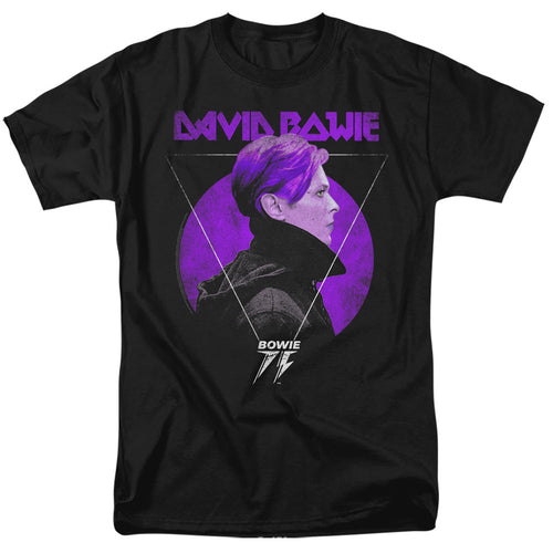 David Bowie Side Profile 75 Logo Mens T Shirt Black