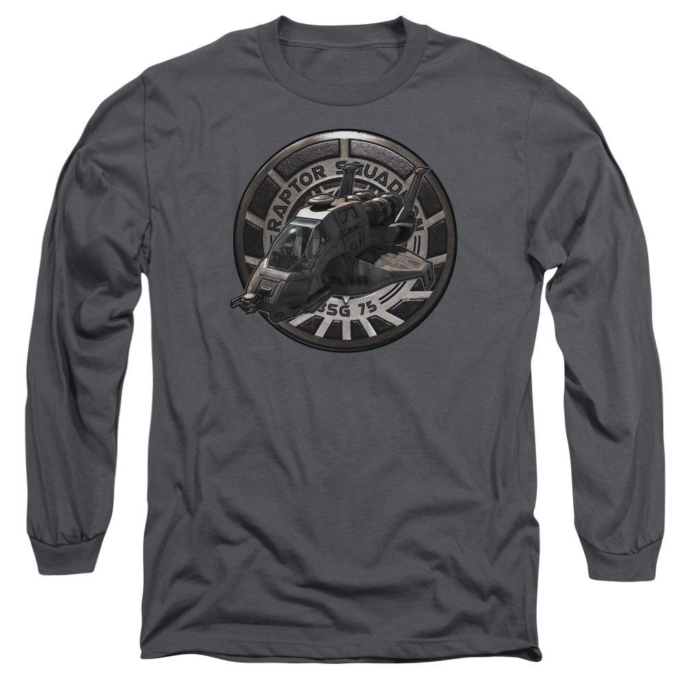 Battlestar Galactica Raptor Squadron Mens Long Sleeve Shirt Charcoal