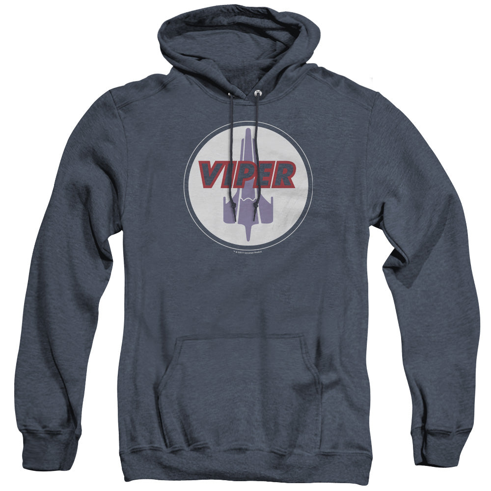 Battlestar Galactica Viper Badge Heather Mens Hoodie Navy Blue