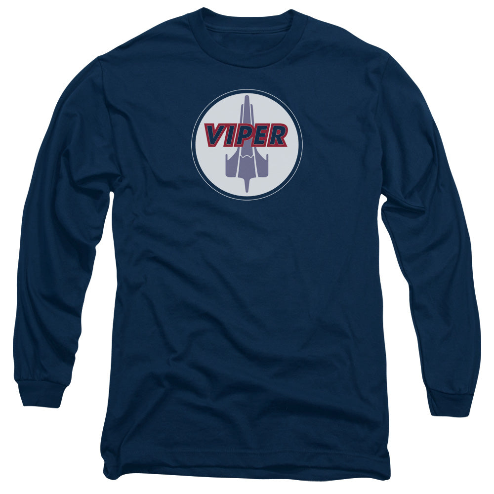 Bsg Viper Badge Mens Long Sleeve Shirt Navy Officially Licensed