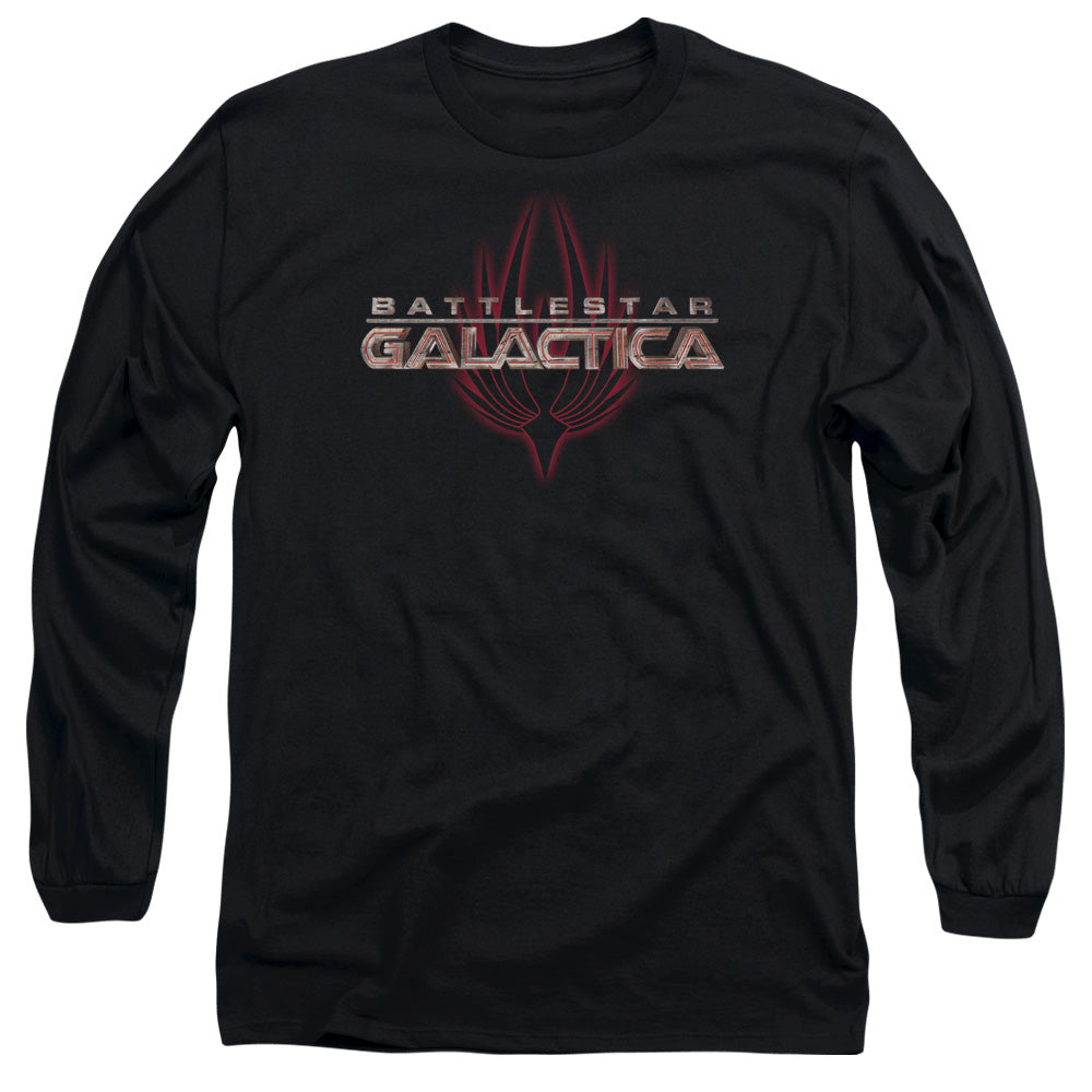 Battlestar Galactica Logo With Phoenix Mens Long Sleeve Shirt Black