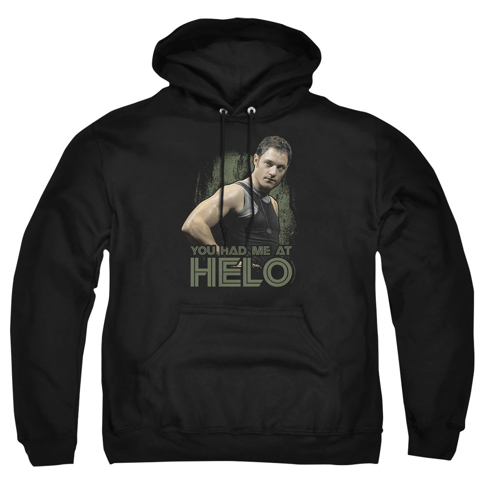 Bsg Had Me At Helo Mens Hoodie Black