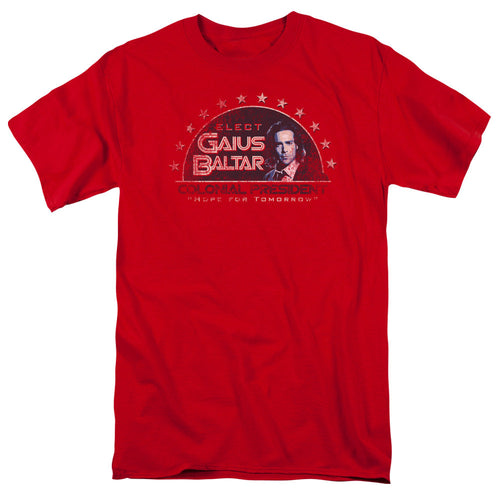 Battle Star Galactica Elect Gaius Mens T Shirt Red