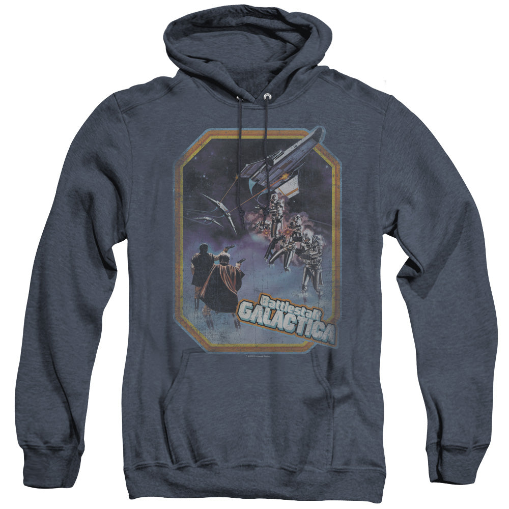 Battlestar Galactica Poster Iron On Heather Mens Hoodie Navy Blue