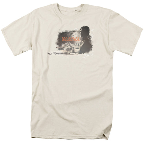 Battle Star Galactica Starbuck Mens T Shirt Cream