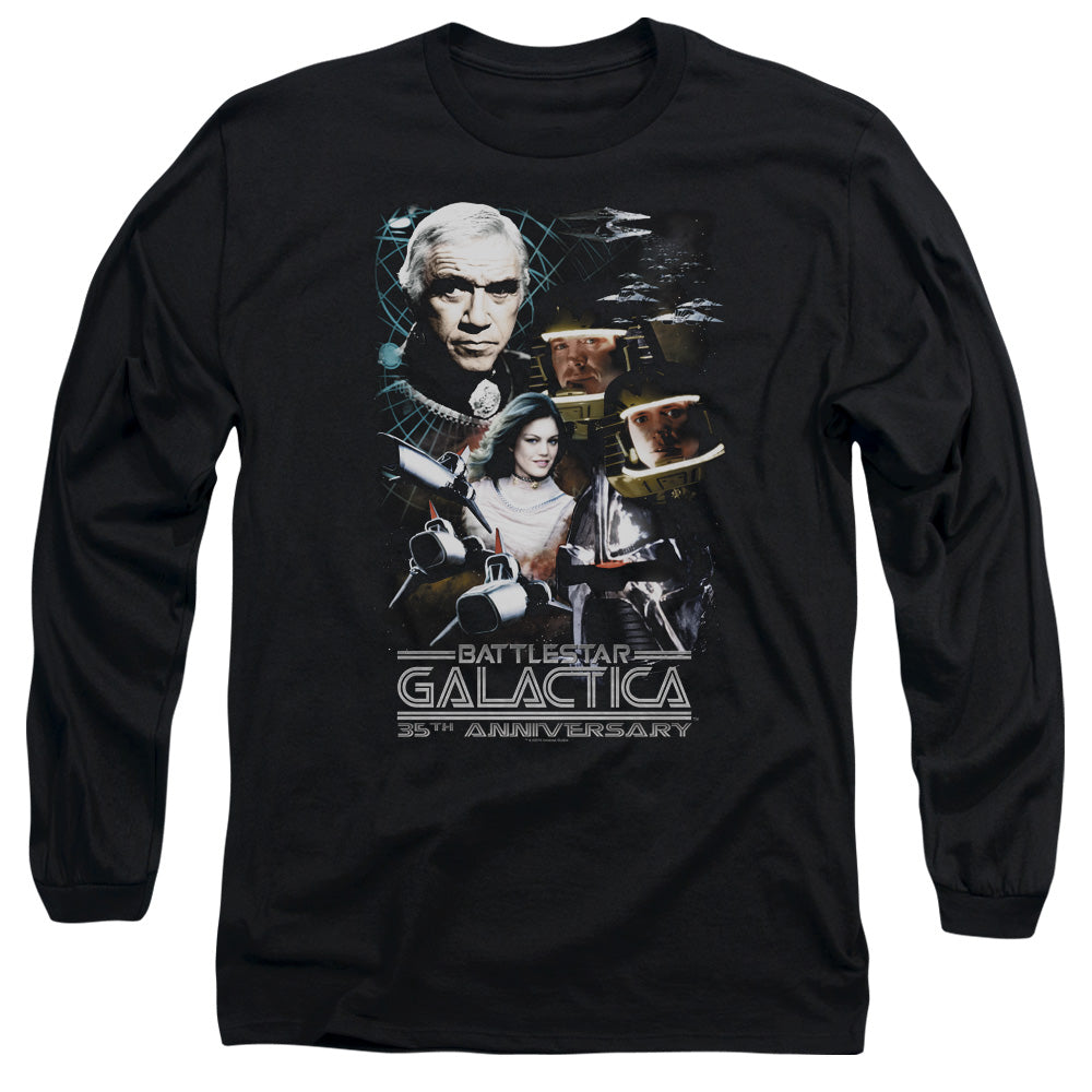 Bsg 35Th Anniversary Collage Mens Long Sleeve Shirt Black Officially Licensed