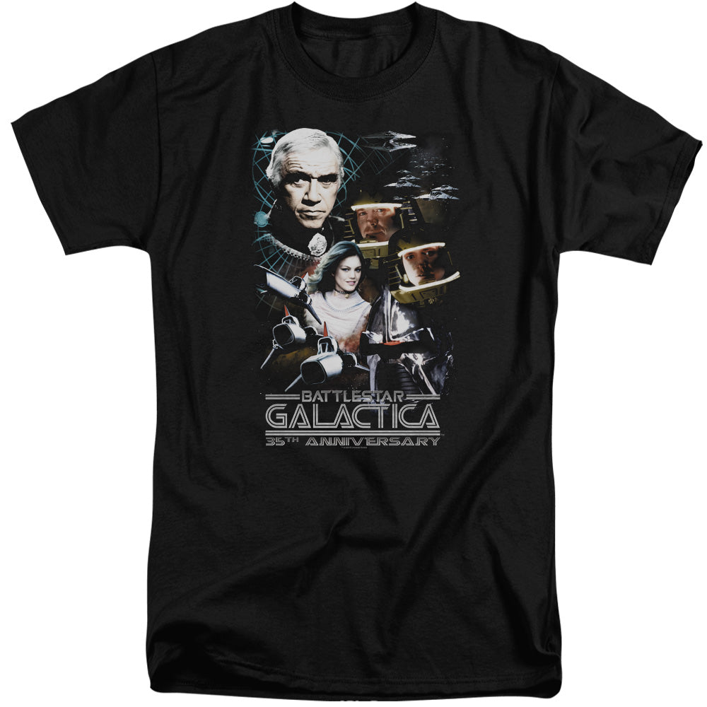 Battlestar Galactica 35th Anniversary Collage Mens Tall T Shirt Black