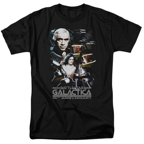 Battle Star Galactica 35Th Anniversary Collage Mens T Shirt Black