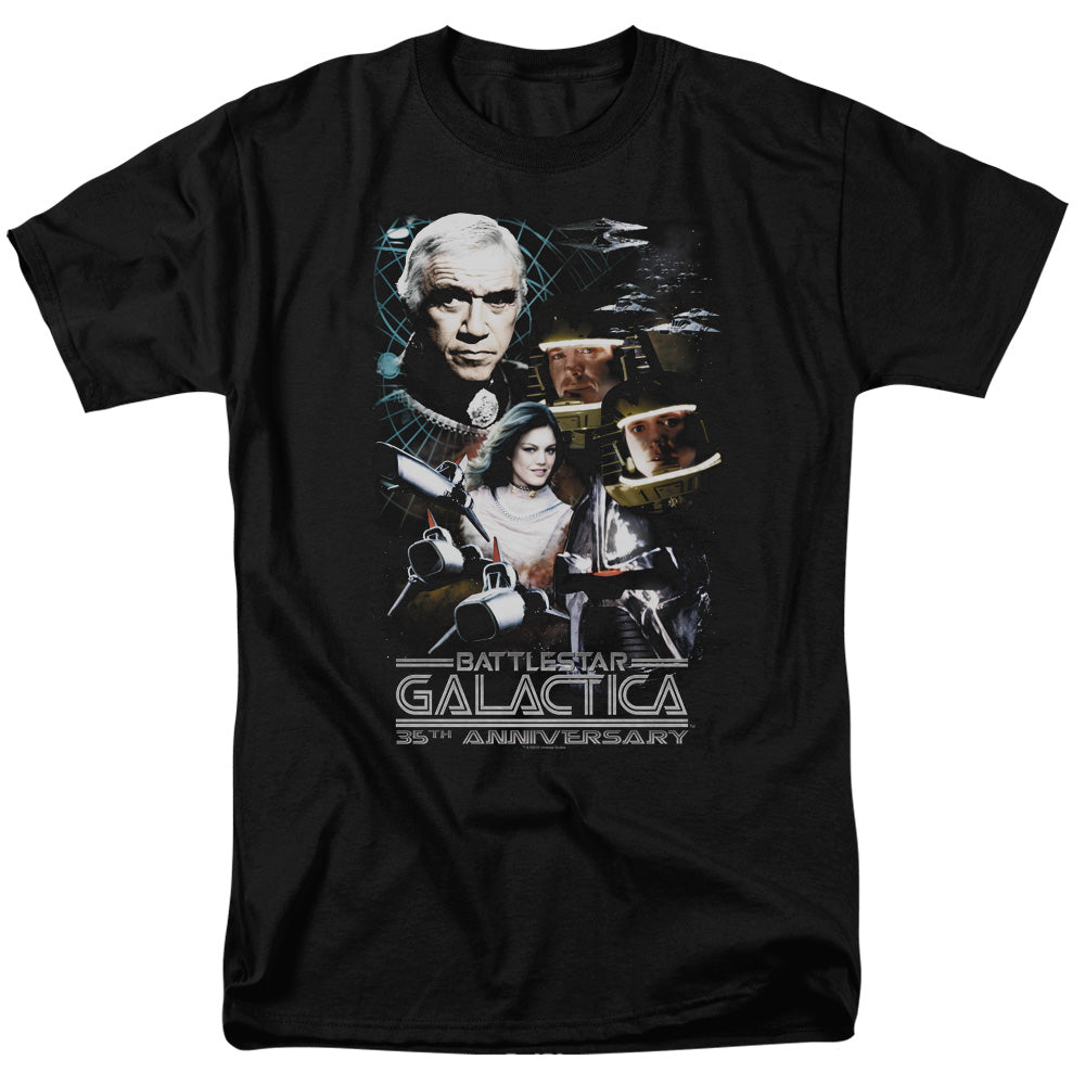 Battle Star Galactica 35Th Anniversary Collage Mens T Shirt Black