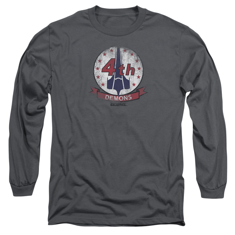 Bsg Demons Badge Mens Long Sleeve Shirt Charcoal Officially Licensed