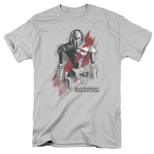 Battle Star Galactica Rebel Cenurion Mens T Shirt Silver