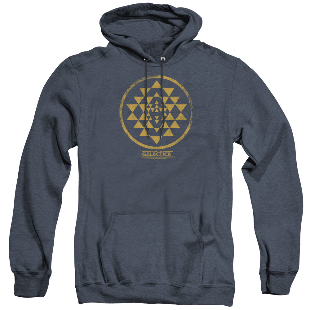 Battlestar Galactica Gold Squadron Patch Heather Mens Hoodie Navy Blue