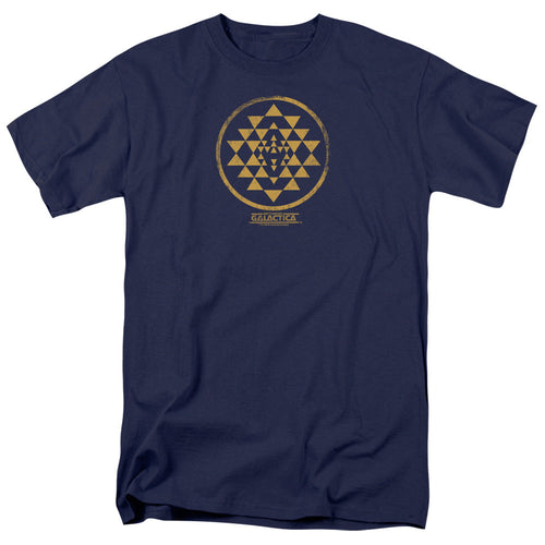 Battle Star Galactica Gold Squadron Patch Mens T Shirt Navy