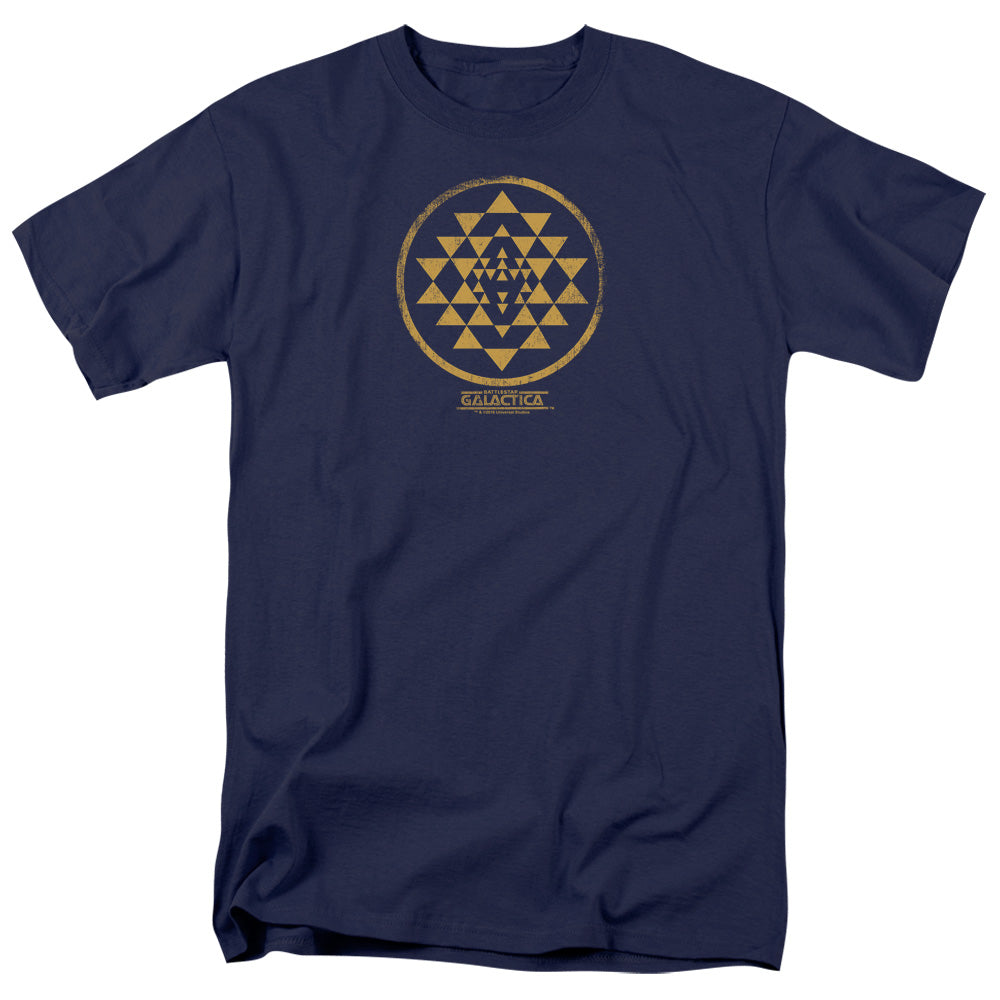 Battle Star Galactica Gold Squadron Patch Mens T Shirt Navy