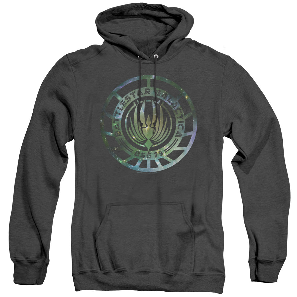 Battlestar Galactica (New) Galaxy Emblem Heather Mens Hoodie Black