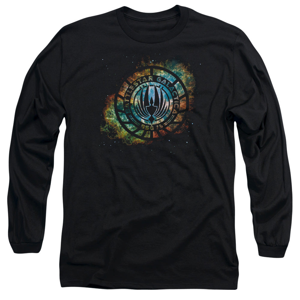 Batlestar GalACtica (New) Emblem Knock Out Mens Long Sleeve Shirt Black