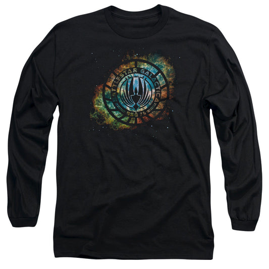 Batlestar GalACtica (New) Emblem Knock Out Mens Long Sleeve Shirt Black