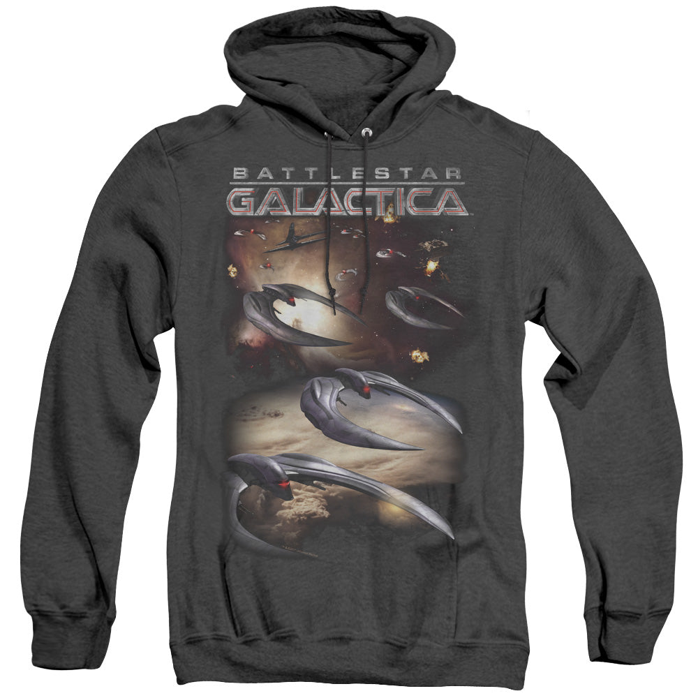 Battlestar Galactica (New) When Cylons Attack Heather Mens Hoodie Black