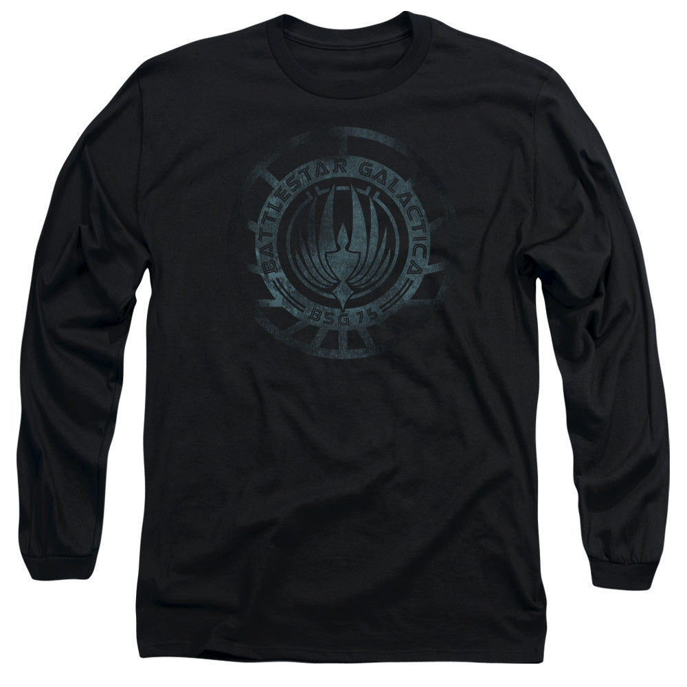 Battlestar Galactica (New) Faded Emblem Mens Long Sleeve Shirt Black