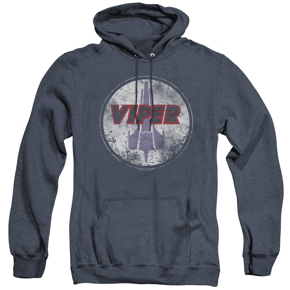 Bsg War Torn Viper Logo Heather Mens Hoodie Navy