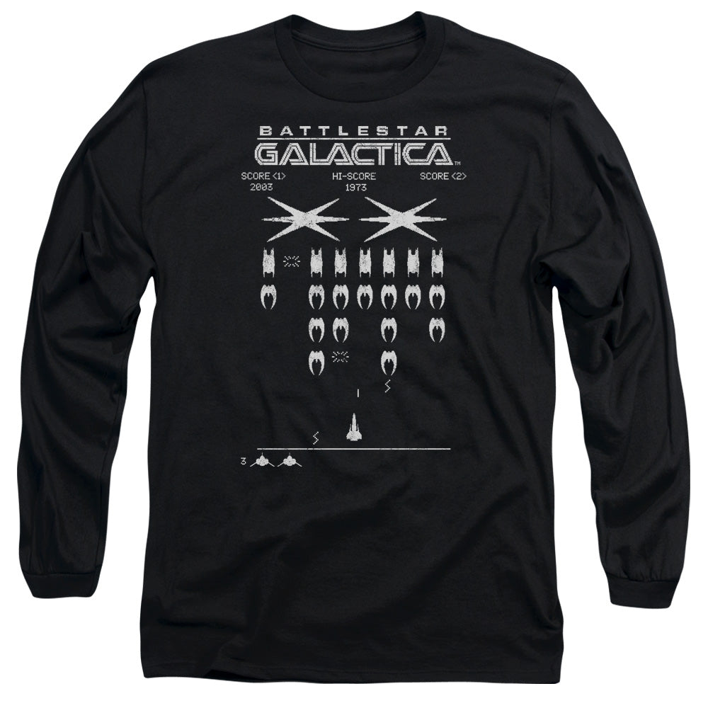 Bsg Galactic Invaders Mens Long Sleeve Shirt Black Officially Licensed