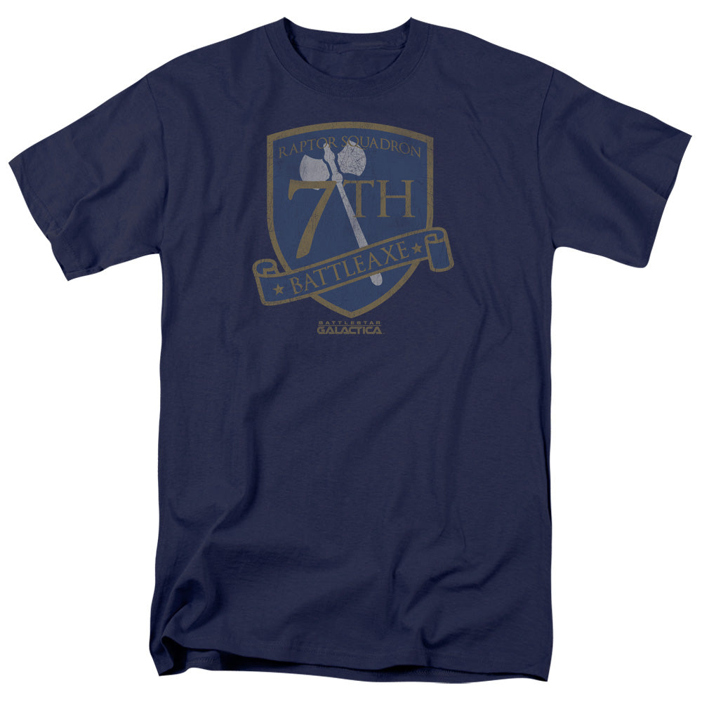 Battle Star Galactica Battleaxe Badge Mens T Shirt Navy