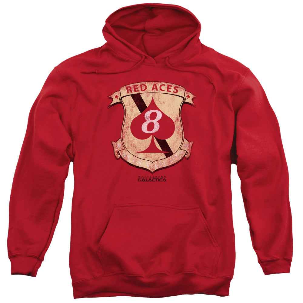 Battlestar Galactica Red Aces Badge Mens Hoodie Red