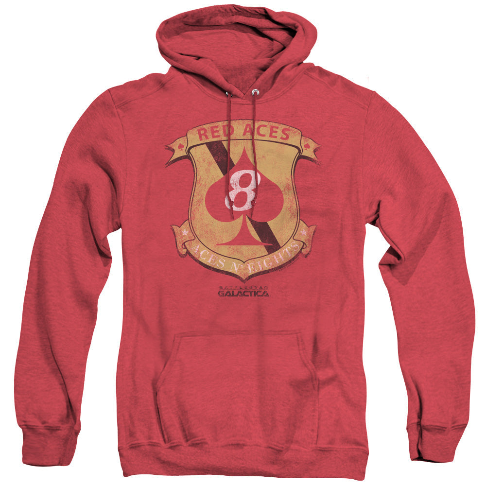 Battlestar Galactica Red Aces Badge Heather Mens Hoodie Red