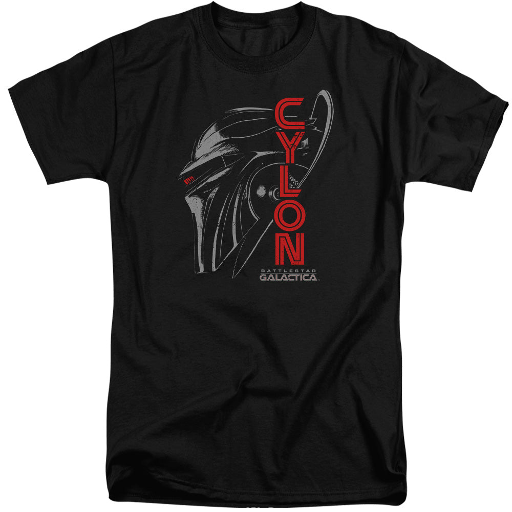 Battlestar Galactica Cylon Face Mens Tall T Shirt Black