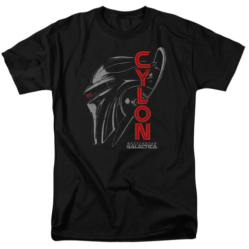 Battle Star Galactica Cylon Face Mens T Shirt Black