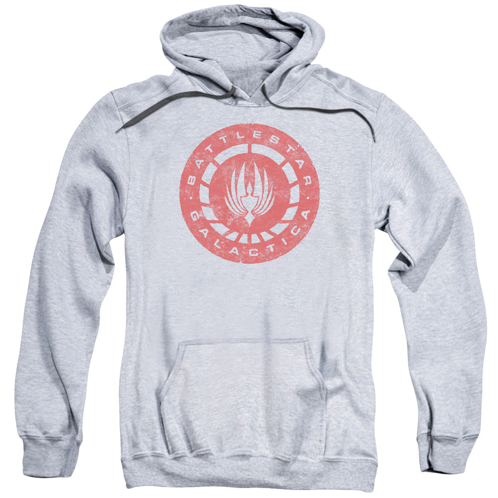 Battlestar Galactica Eroded Logo Mens Hoodie Athletic Heather