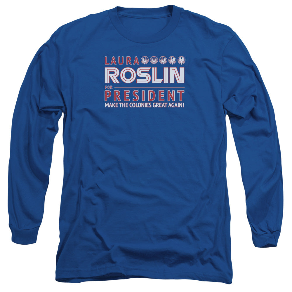 Bsg Roslin For President Mens Long Sleeve Shirt Royal Officially Licensed