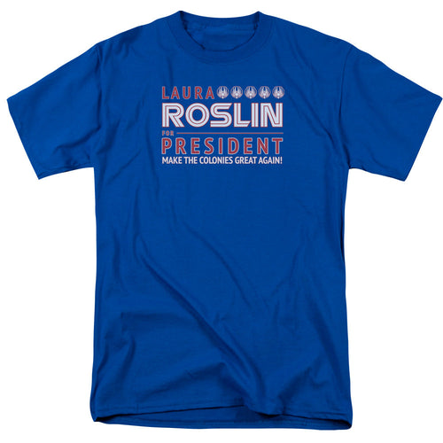 Battle Star Galactica Roslin For President Mens T Shirt Royal