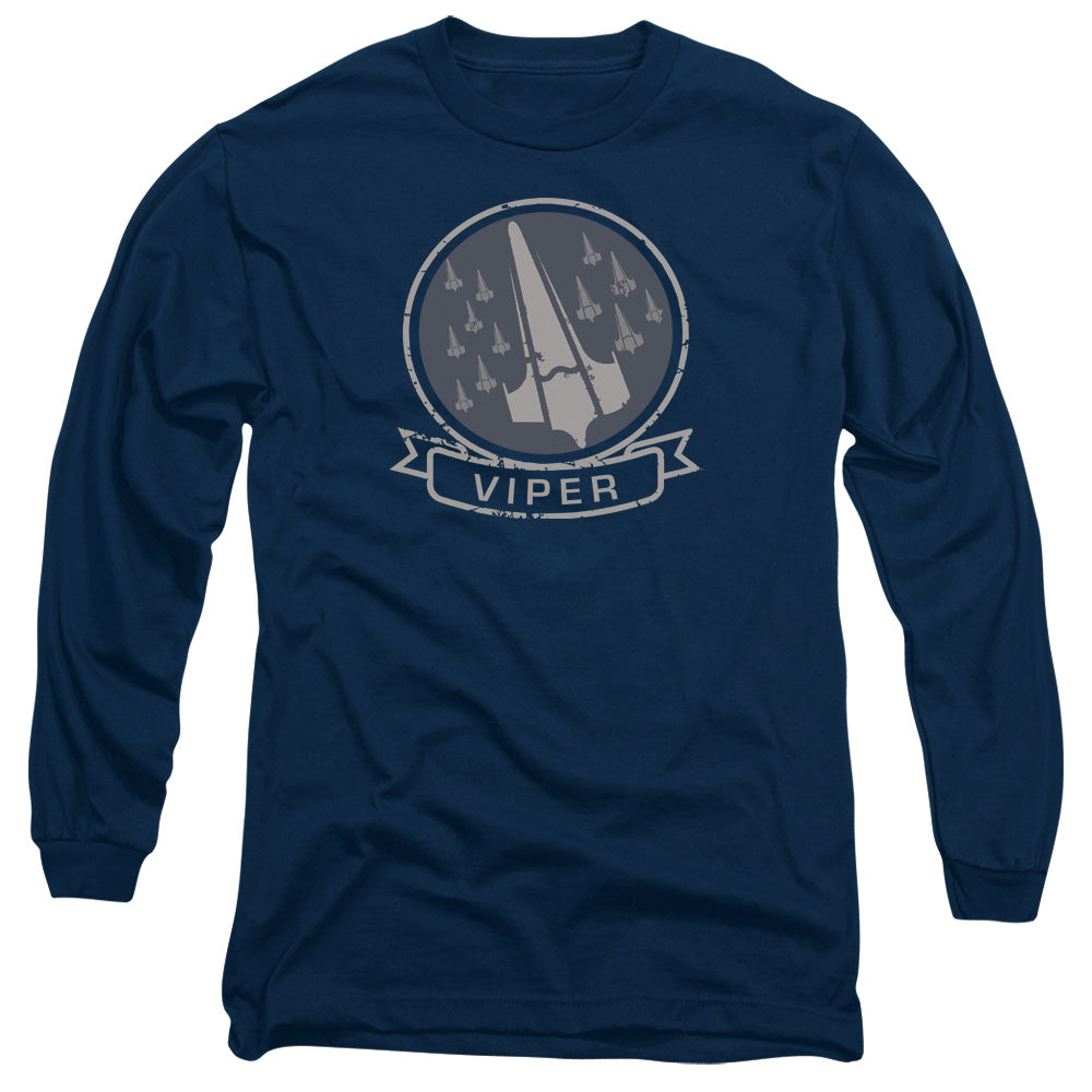 Battlestar Galactica Viper Squad Mens Long Sleeve Shirt Navy Blue