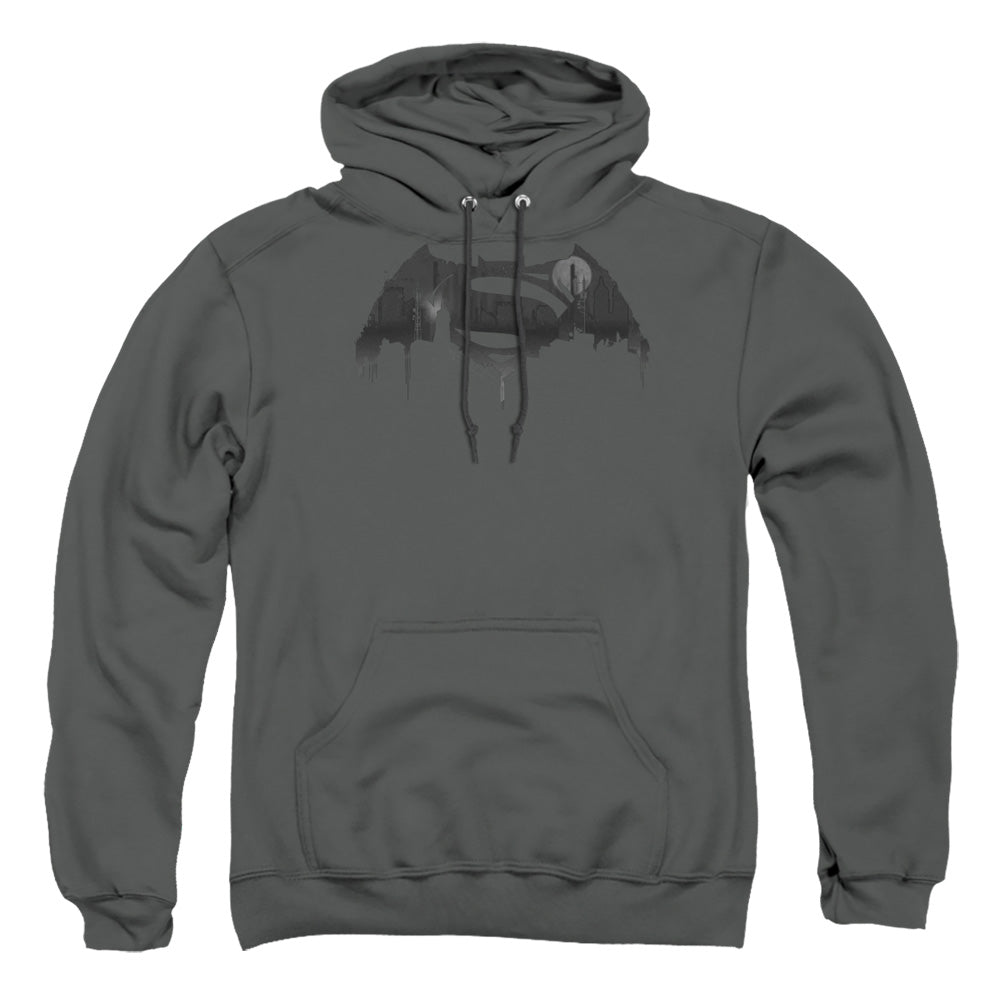 Batman V Superman Cityscape Logo Mens Hoodie Charcoal