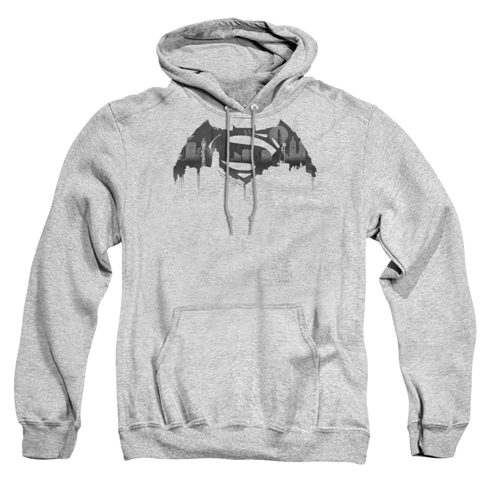 Batman V Superman Cityscape Logo Mens Hoodie Athletic Heather