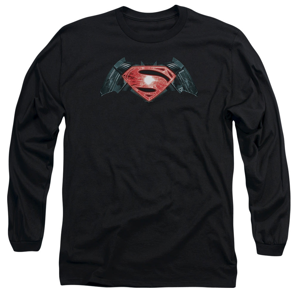 Batman V Superman Industrial Logo Mens Long Sleeve Shirt Black