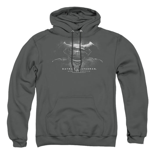 Batman V Superman Bw Logo Mens Hoodie Charcoal