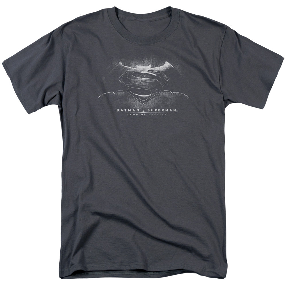 Batman V Superman Bw Logo Mens T Shirt Charcoal