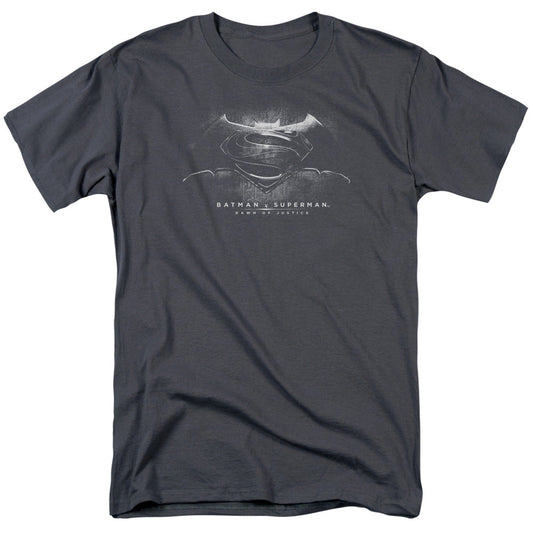 Batman V Superman Bw Logo Mens T Shirt Charcoal